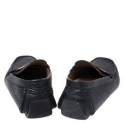 Bally Black Textured Leather Wabler Slip On Loafers Size 42