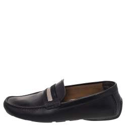 Bally Black Leather Wabler Slip On Loafers Size 39