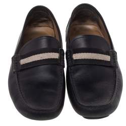 Bally Black Leather Wabler Slip On Loafers Size 39