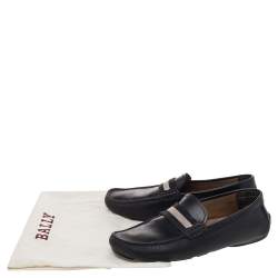 Bally Black Leather Wabler Slip On Loafers Size 39