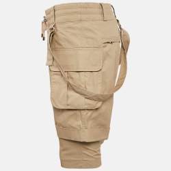 Balmain Beige Cotton Strap Detail Cargo Shorts M