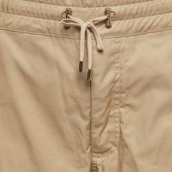 Balmain Beige Cotton Strap Detail Cargo Shorts M
