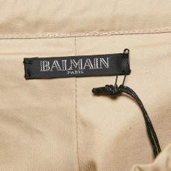Balmain Beige Cotton Strap Detail Cargo Shorts M