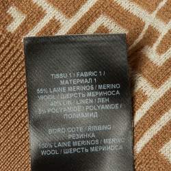 مملوكة مسبقًا Balmain Beige Monogram Wool & Linen Knit Polo T-Shirt M