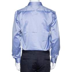 Pre Owned Balmain Lilac Cotton Button Front Long Sleeve Shirt M