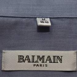Pre Owned Balmain Lilac Cotton Button Front Long Sleeve Shirt M