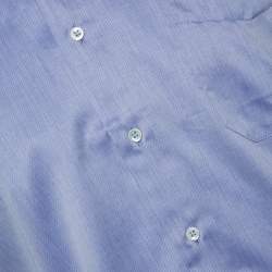 Pre Owned Balmain Lilac Cotton Button Front Long Sleeve Shirt M