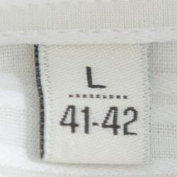 Pre Owned Balmain Cream Striped Cotton Long Sleeve Button Front Two Ply Shirt L