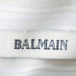 Balmain Cream Striped Cotton Long Sleeve Button Front Two Ply Shirt L