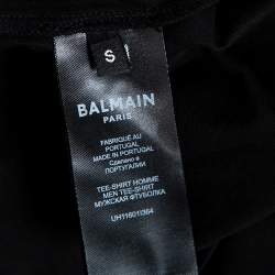 Pre Owned Balmain Black 3D Logo Printed Cotton Crewneck T-Shirt S
