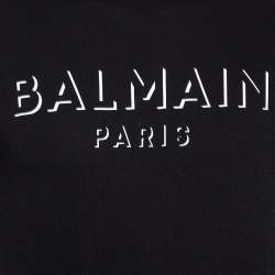 Pre Owned Balmain Black 3D Logo Printed Cotton Crewneck T-Shirt S