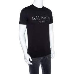 Pre Owned Balmain Black 3D Logo Printed Cotton Crewneck T-Shirt S