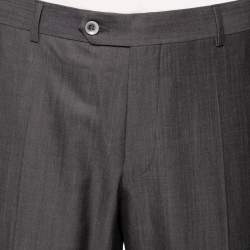 Balmain Grey Wool Super 130's Pants 4XL