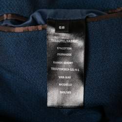 Pre Owned Balmain Blue Cotton Elbow Patch Detail Single Breasted Blazer XXXL