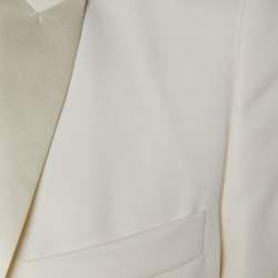 Pre Owned Balmain White Wool Open Front Blazer S