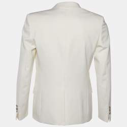 Pre Owned Balmain White Wool Open Front Blazer S