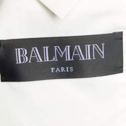 Pre Owned Balmain White Wool Open Front Blazer S