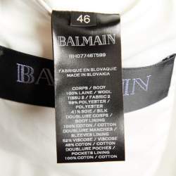 Pre Owned Balmain White Wool Open Front Blazer S