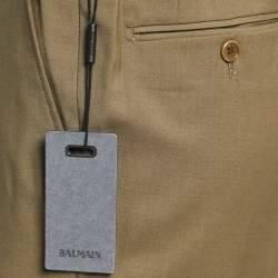 Pre Owned Balmain Olive Green Wool Trousers S