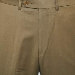 Pre Owned Balmain Olive Green Wool Trousers S