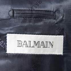 Pre Owned Balmain Midnight Blue Striped Wool Suit XS