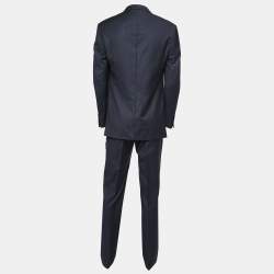 Pre Owned Balmain Midnight Blue Striped Wool Suit XS