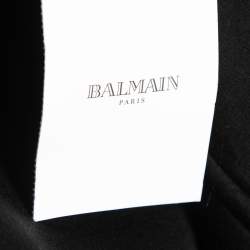 Balmain Black Neoprene Zip-Up Logo Print Hooded Jacket 2XL