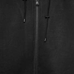 Balmain Black Neoprene Zip-Up Logo Print Hooded Jacket 2XL