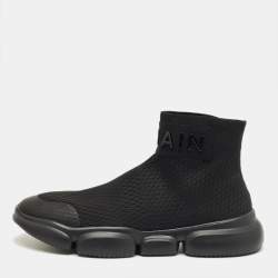 Pre Owned Balmain Black Stretch Knit Sock High Slip On Sneakers Size 44