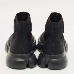 Pre Owned Balmain Black Stretch Knit Sock High Slip On Sneakers Size 44