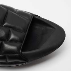 Balmain Black Quilted Leather B-IT Slide Sandals Size 45