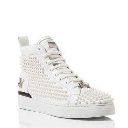 Pre Owned Balmain Black & White - Leather - High Top Sneakers - EU 43