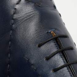 Balmain Navy Blue Leather Lace Up Oxfords Size 42