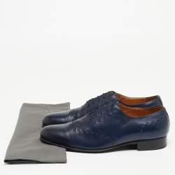 Balmain Navy Blue Leather Lace Up Oxfords Size 42