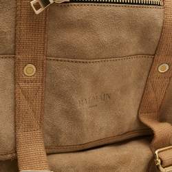 Pre Owned Balmain Beige Suede Drawstring Military Backpack