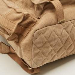 Pre Owned Balmain Beige Suede Drawstring Military Backpack