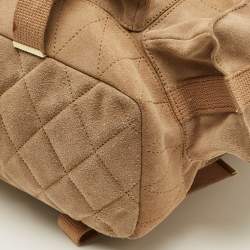 Pre Owned Balmain Beige Suede Drawstring Military Backpack