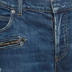 Balmain Blue Washed & Distressed Denim Jeans L Waist 36"