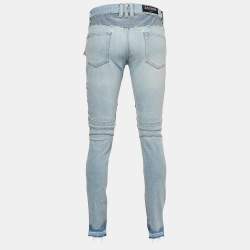 Pre Owned Balmain Blue Washed Denim Skinny Jeans M Waist 32"