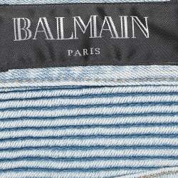 Pre Owned Balmain Blue Washed Denim Skinny Jeans M Waist 32"