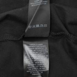 Pre Owned Balmain Black Cotton Crew Neck Logo T-Shirt M