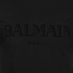 Pre Owned Balmain Black Cotton Logo T-Shirt S