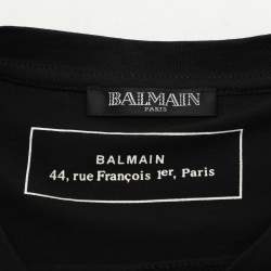 Pre Owned Balmain Black Cotton Logo T-Shirt S