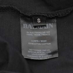 Pre Owned Balmain Black Cotton Logo T-Shirt S