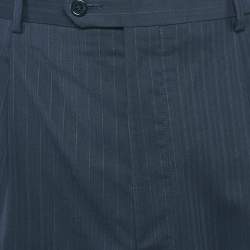 Balmain Navy Blue Pinstripe Wool Blend Tailored Trousers 4XL