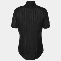 Pre Owned Balmain Black Cotton Knit Polo Shirt M