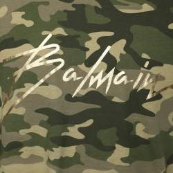 Balmain Green Camouflage Print Cotton T-shirt M