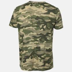 Balmain Green Camouflage Print Cotton T-shirt M