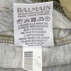 Balmain Green Camouflage Print Cotton T-shirt M