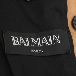 Balmain Beige Wool Blend Double Breasted Long Coat